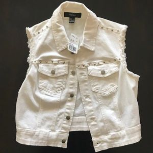 NWT white denim vest